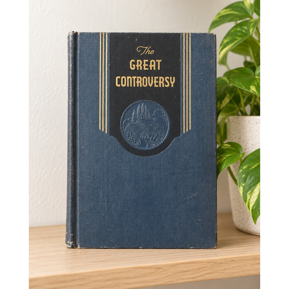 The Great Controversy Ellen G White 1944 Vintage Hardcover Religious Book Blue